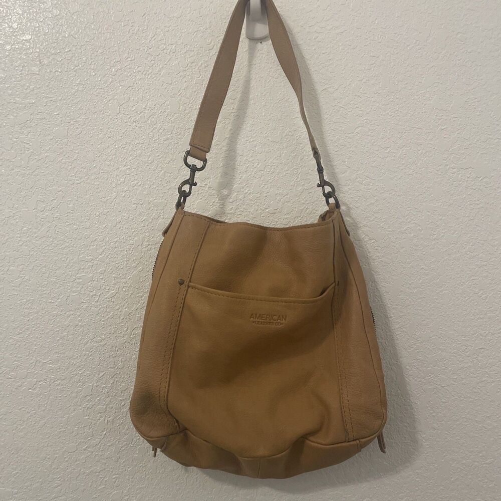 American Leather Company Handbag Austin Shoulder Smooth Tan Hobo Bag